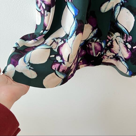 Banana Republic Dark Green Floral Print Peplum Sleeveless Dress - Picture 7 of 8